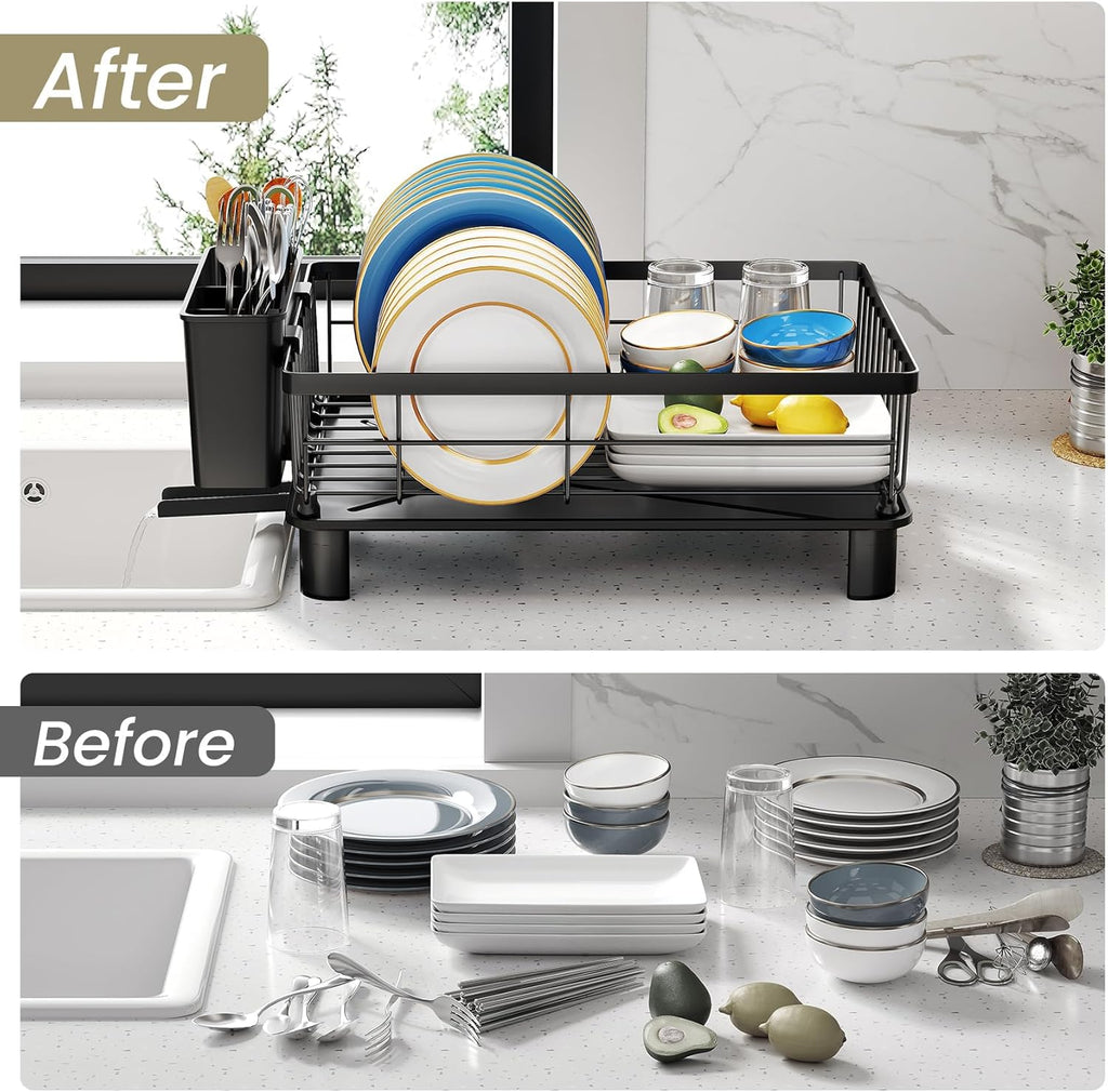 SNTD Dish Drying Rack - Space-Saving Dish Rack for Kitchen Counter, Stainless