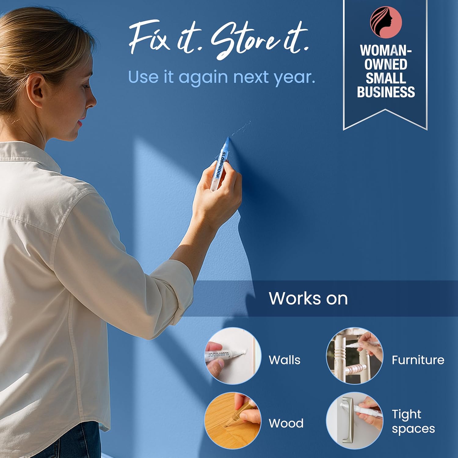 Slobproof Refillable Touch-Up Paint Pen, Mess-Free, Reusable Wall Paint