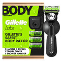 Gillette Labs Body + Intimate Razor For Men, Handle + 4 Blade Refills, Travel