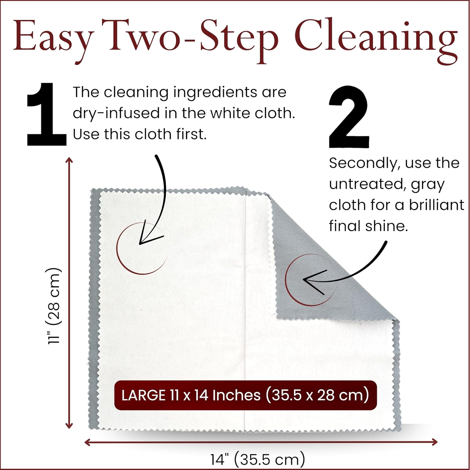Pro Size Polishing Cleaning Cloth Made in USA for Gold, Silver, Platinum.