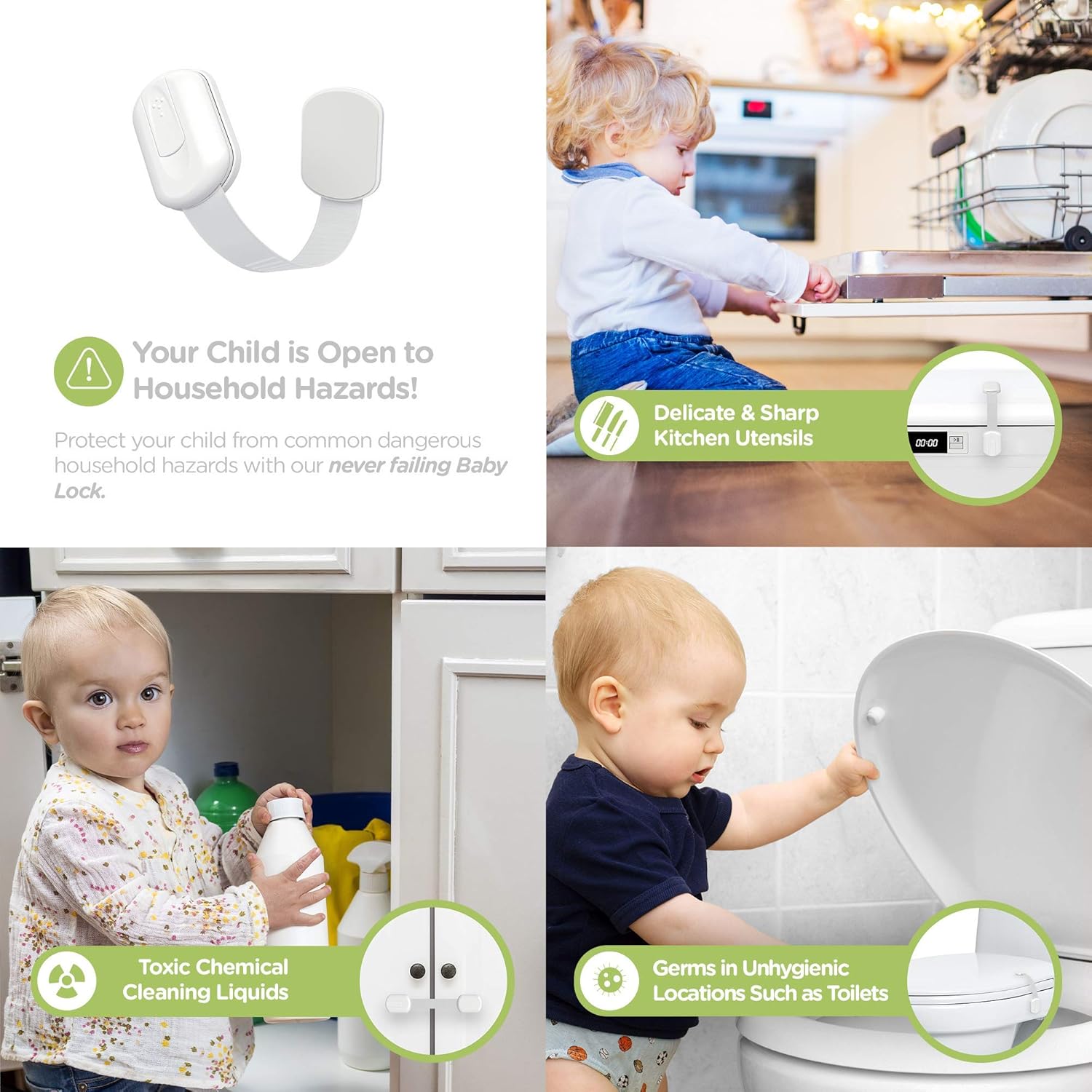 SKYLA HOMES Baby Locks (8-Pack) Child Safety Cabinet Proofing - Safe Quick
