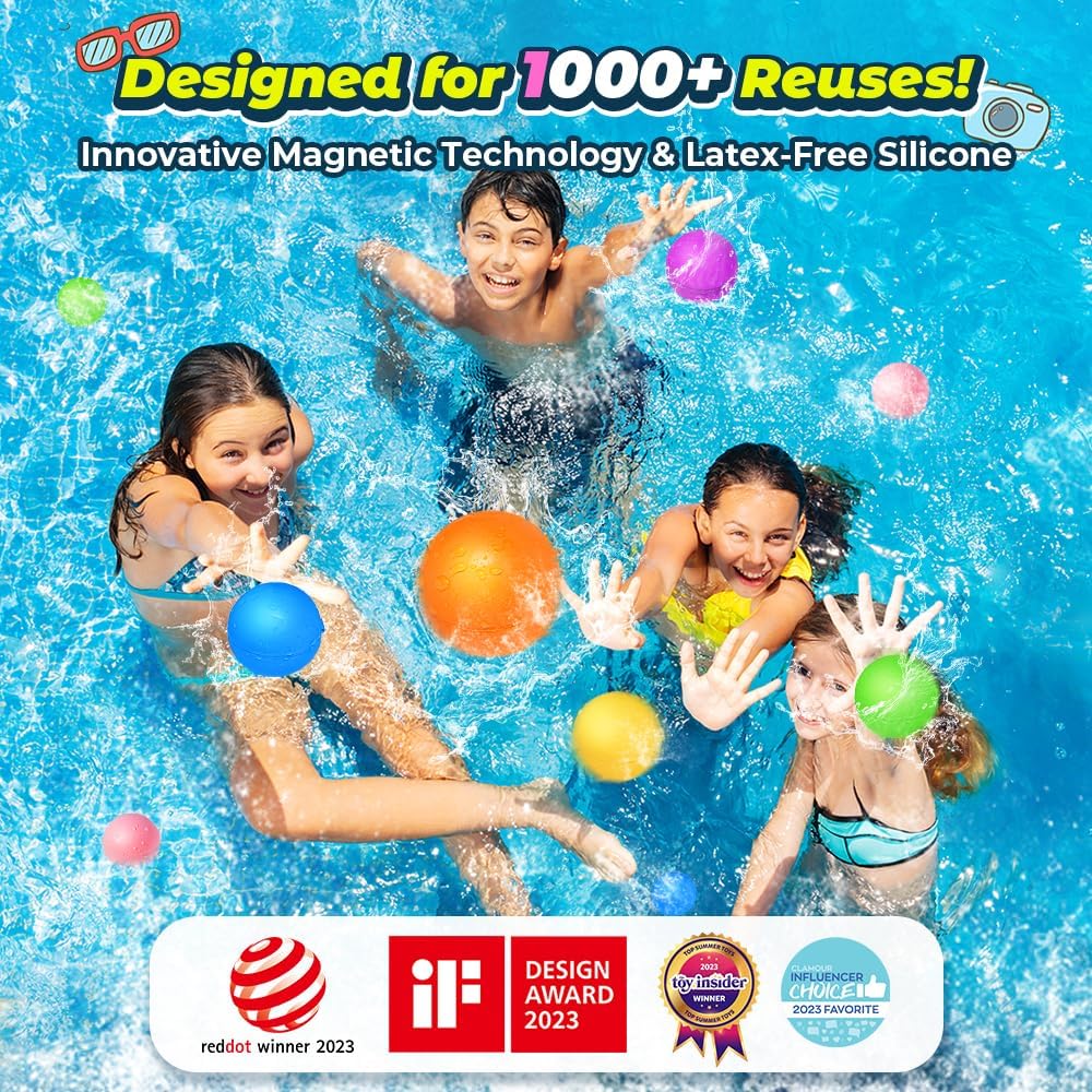 12Pcs Reusable Water Balloons, Pool Beach water Toys for Boys and Girls