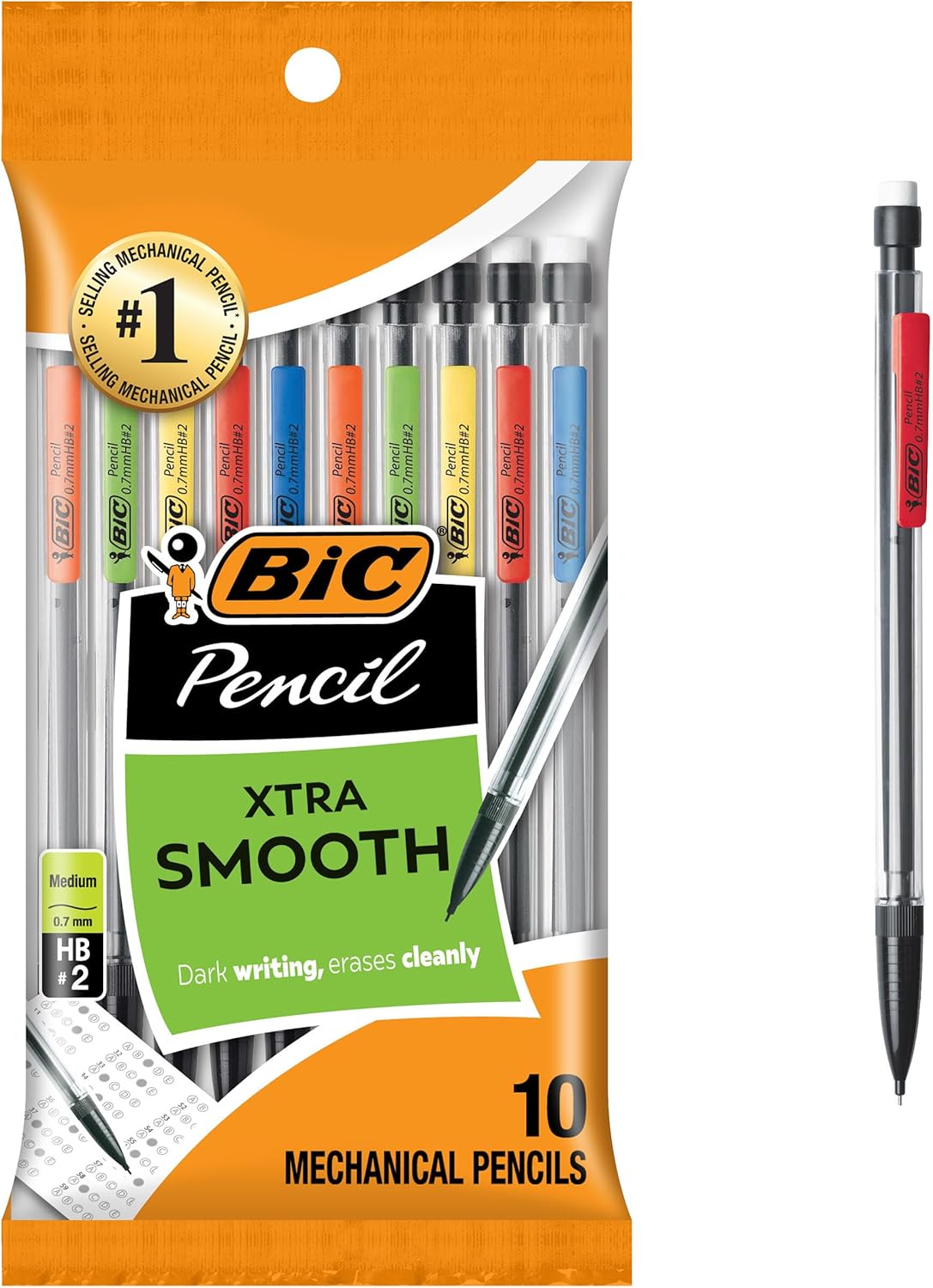 BIC Xtra-Smooth Mechanical Pencils with Erasers, Medium Point (0.7mm)
