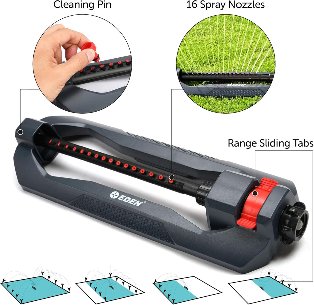 Eden 96213 Essential Turbo Oscillating Water Sprinkler, Covers Up to 3,600