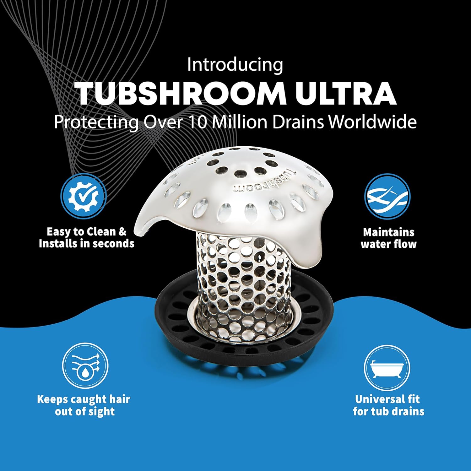 TubShroom Ultra Revolutionary Bath Tub Drain Protector Hair