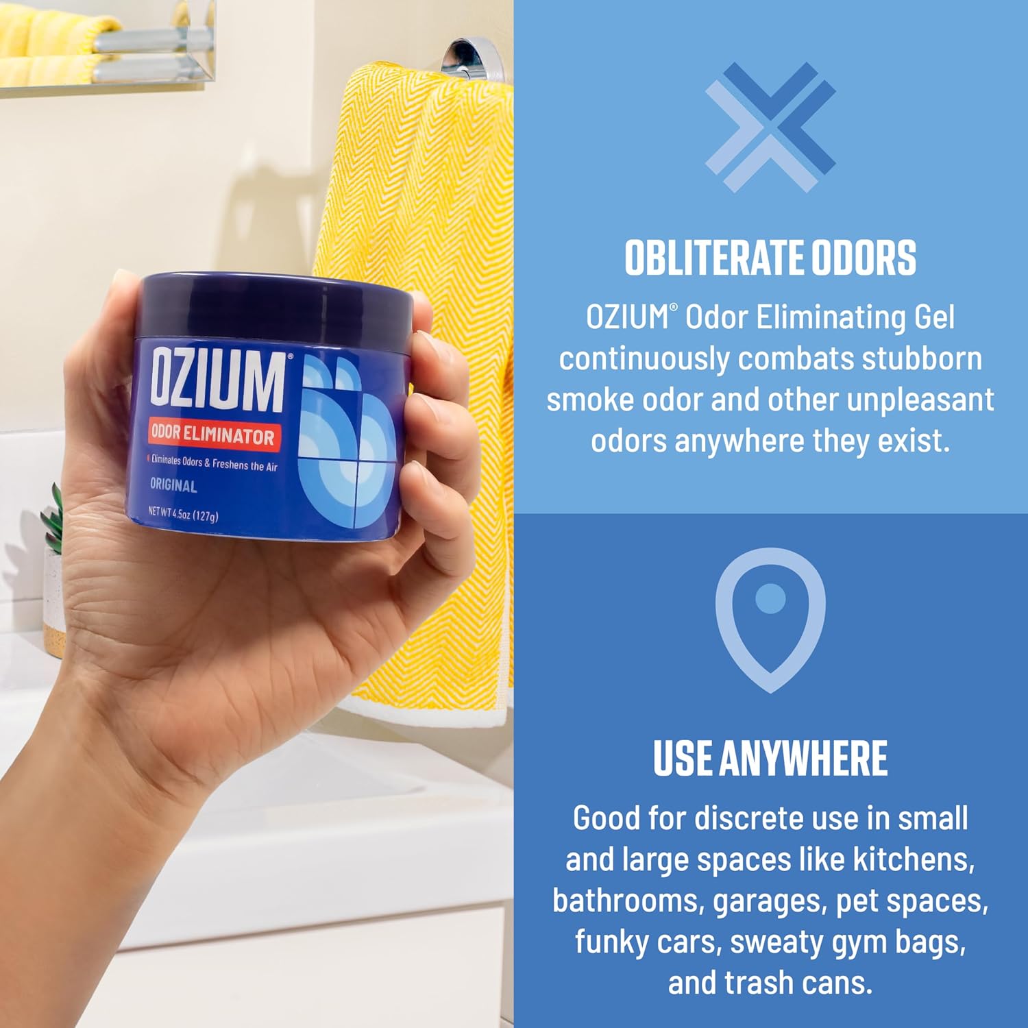 Ozium 4.5 Oz. Odor Eliminating Gel for Homes, Cars, Offices and More