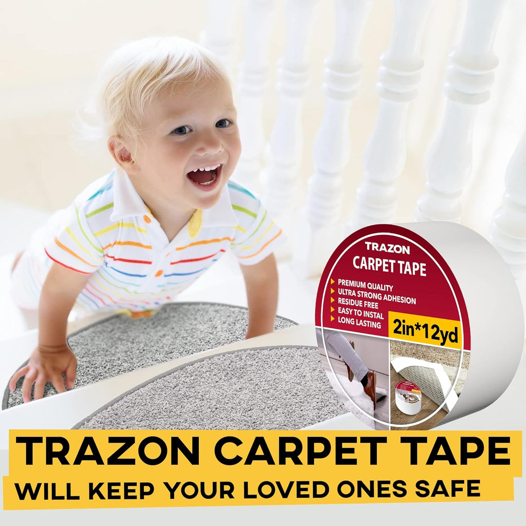 Carpet Tape Double Sided - Rug Tape Grippers for Hardwood Floors and Area