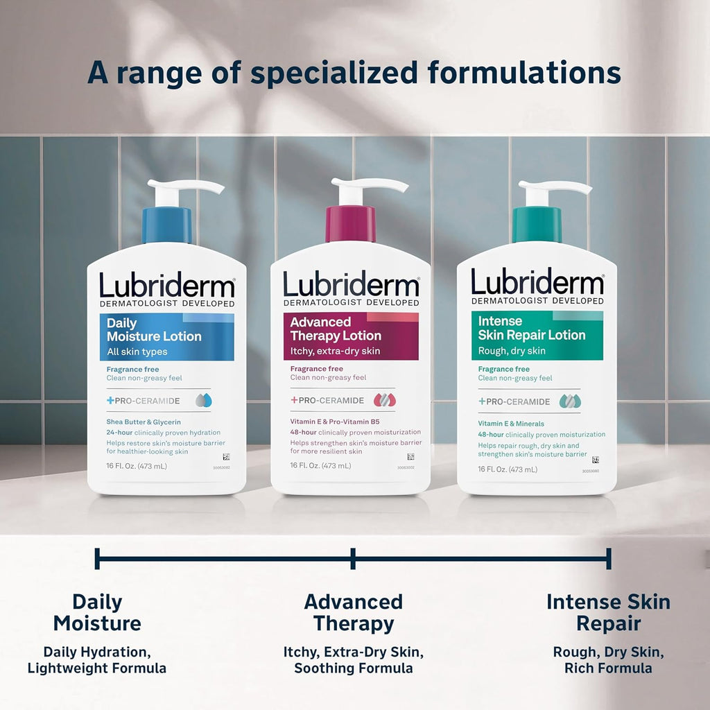 Lubriderm Fragrance Free Daily Moisture Lotion + Pro-Ceramide, Shea Butter &