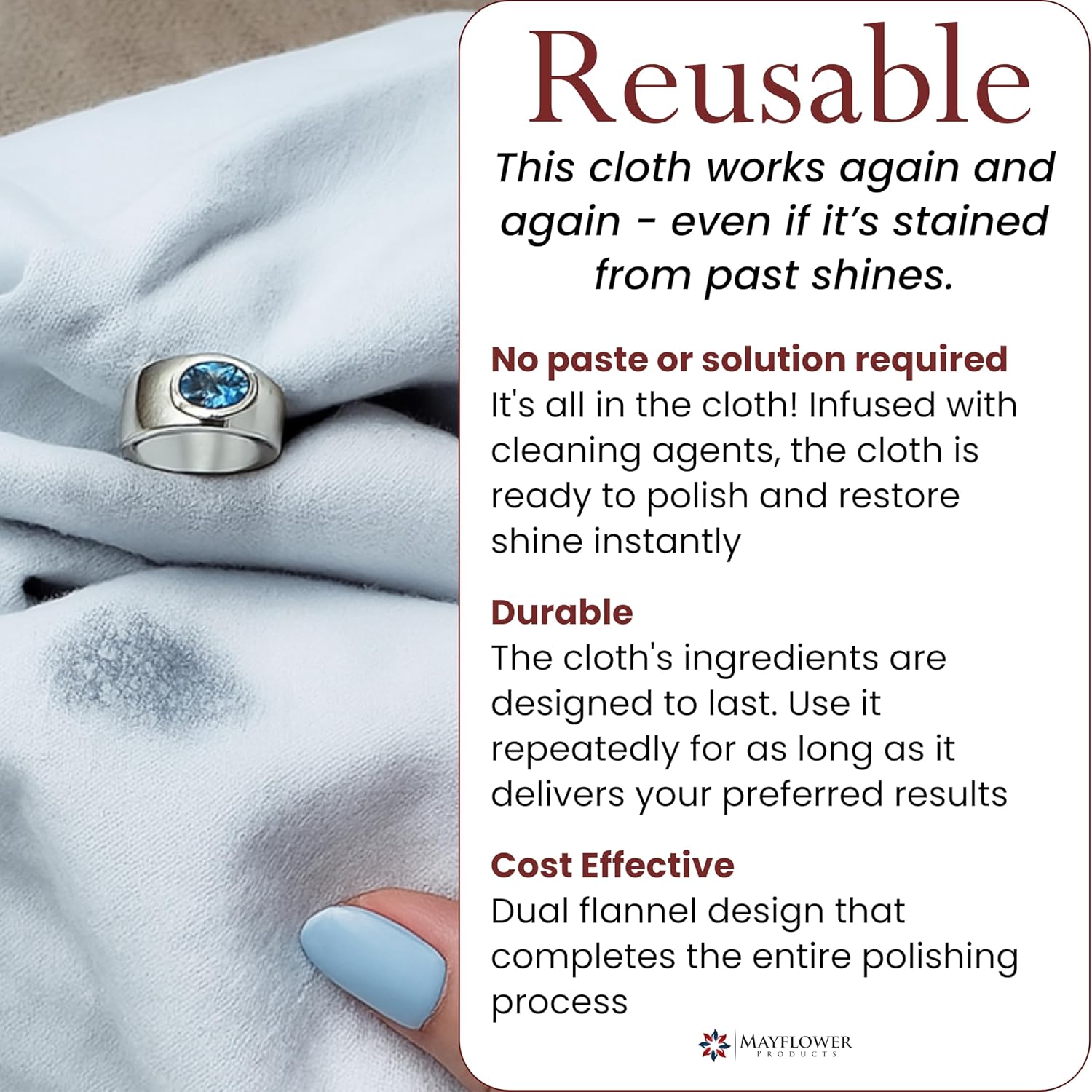 Pro Size Polishing Cleaning Cloth Made in USA for Gold, Silver, Platinum.