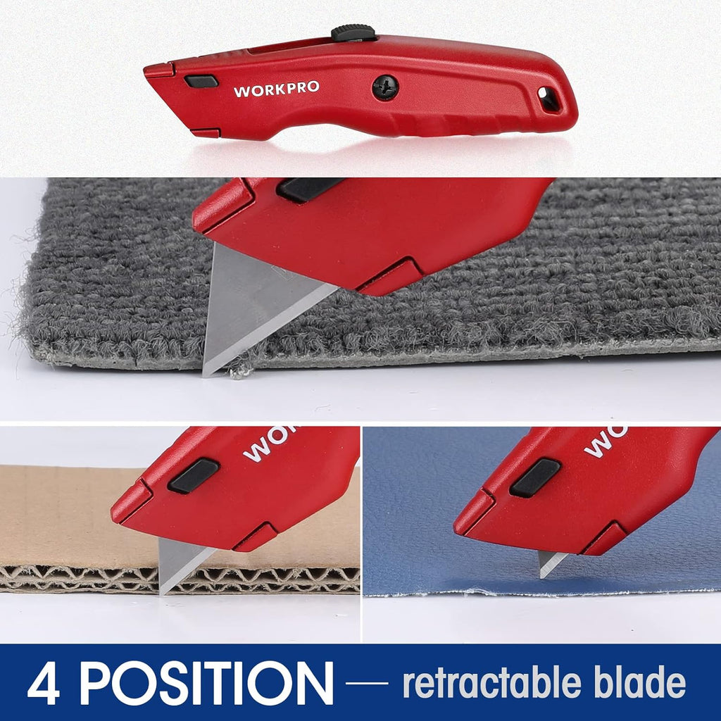 WORKPRO Premium Utility Knife, Retractable All Metal Heavy Duty Box Cutter