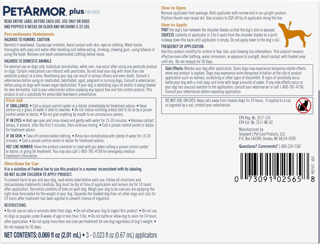 PetArmor Plus Flea and Tick Prevention for Dogs, Small Dog Flea and Tick