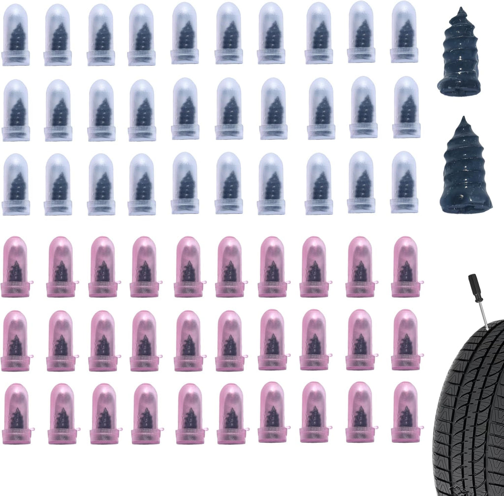 60 PCS Tire Repair Rubber Nail, Vacuum Tire Repair Kits Spiral Rubber Screws