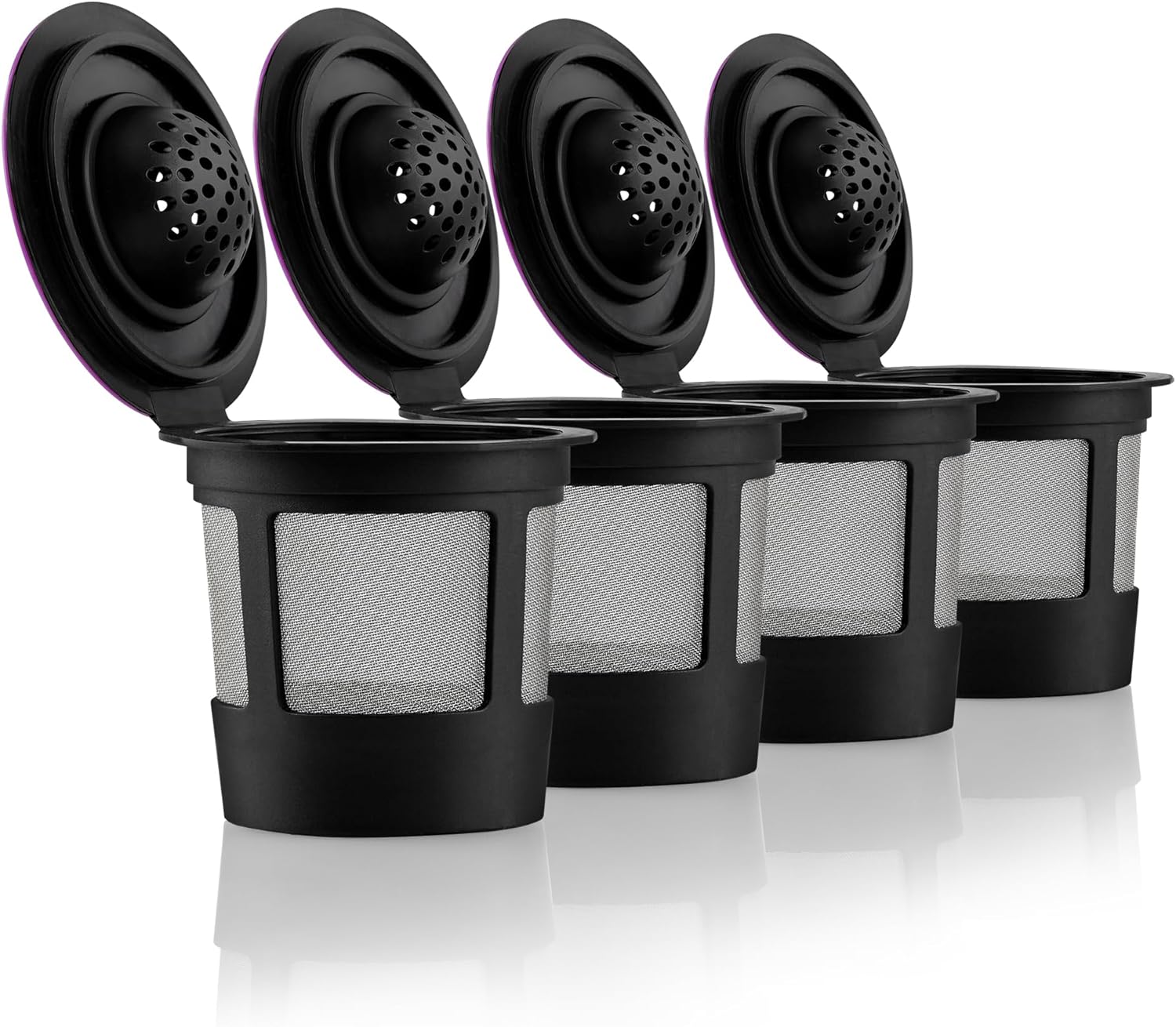 4 Black Reusable K Cups for Keurig Coffee Makers - Compatible with Keurig