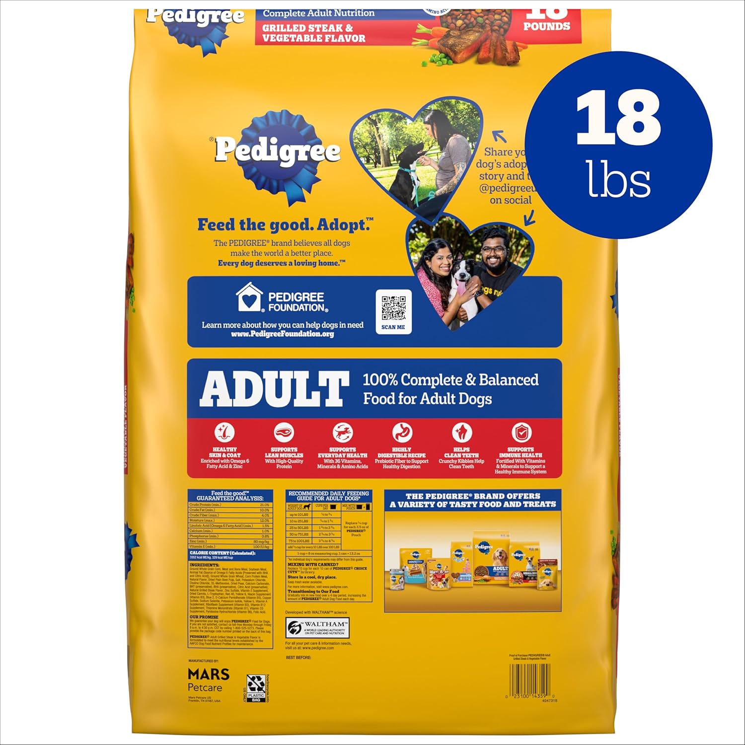 Pedigree Adult Dry Dog Food, Complete Nutrition, Grilled Steak & Vegetable