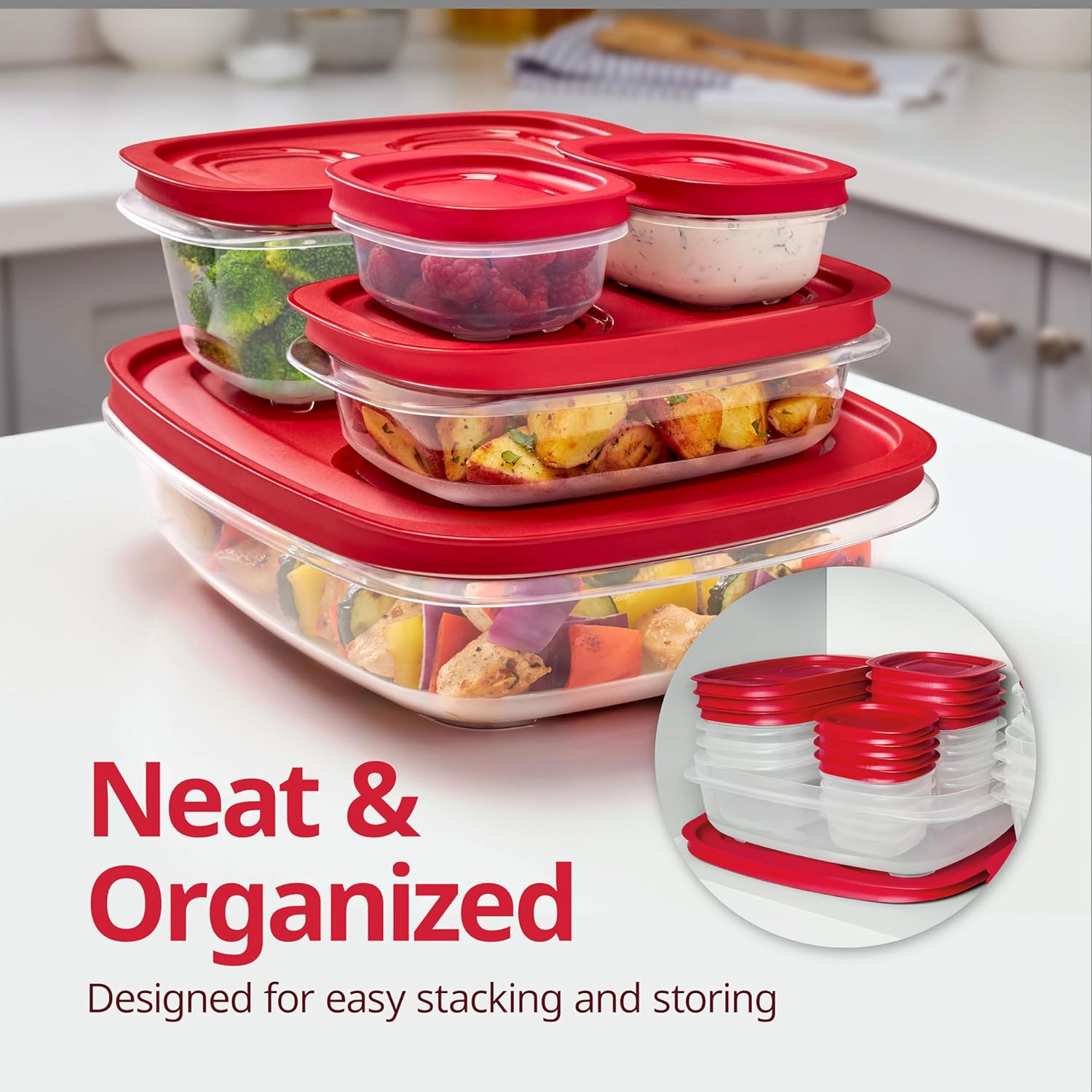 Rubbermaid EasyStore Large Containers, 18-Piece Set, Food Storage Containers