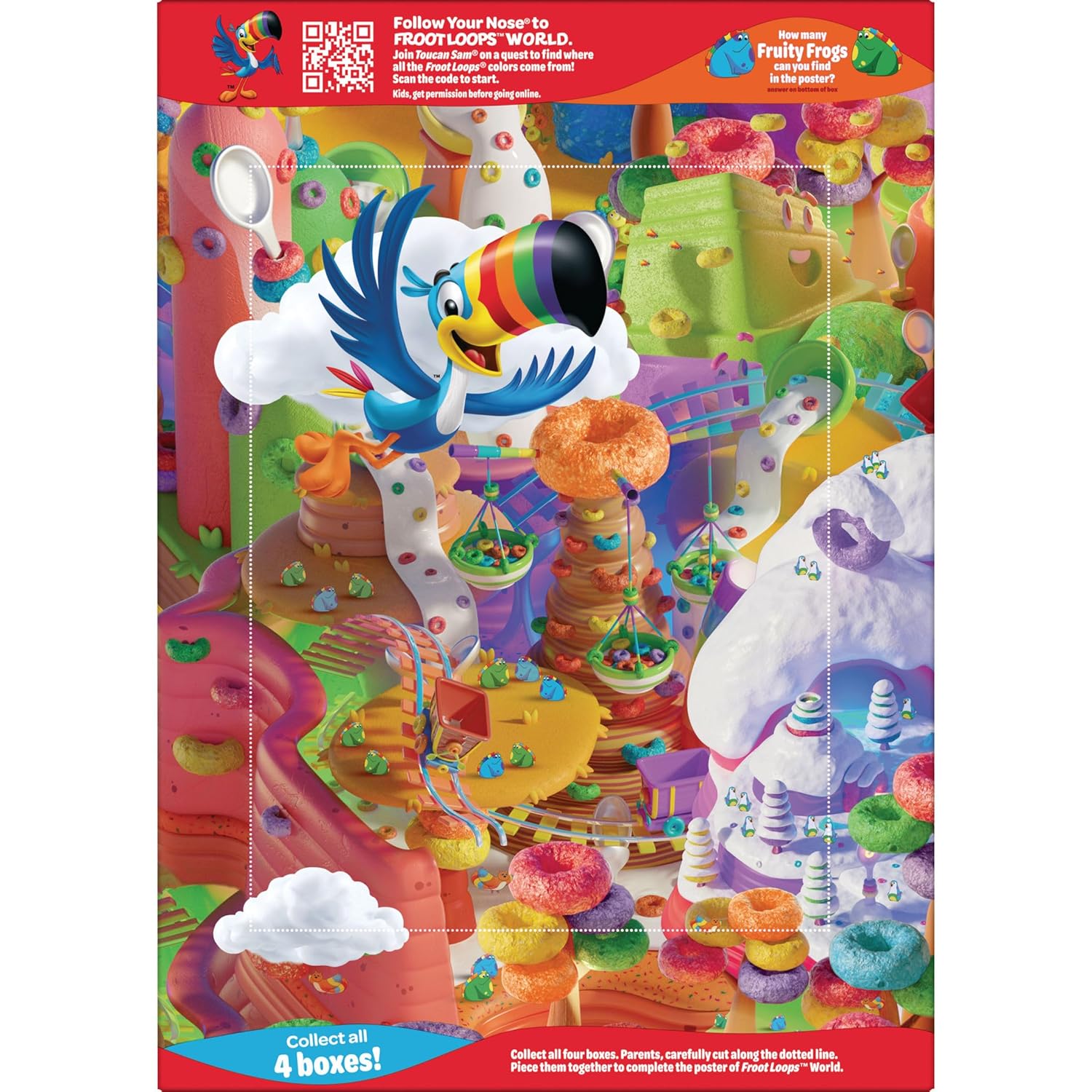 Kellogg's Froot Loops Breakfast Cereal, Good Source of Fiber, 15g Whole