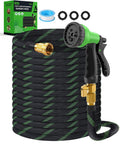 100ft Garden Hose，Non-Expandable Water Hose with 8 Function Spray Nozzle
