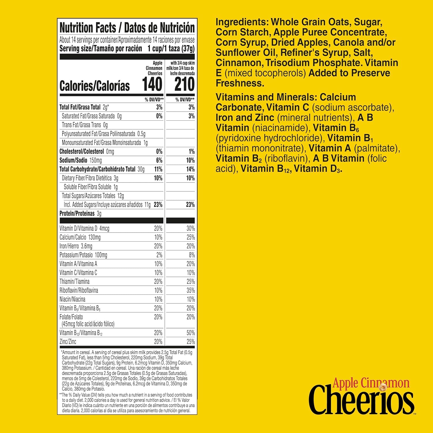 Apple Cinnamon Cheerios, Heart Healthy Gluten Free Breakfast Cereal, Made