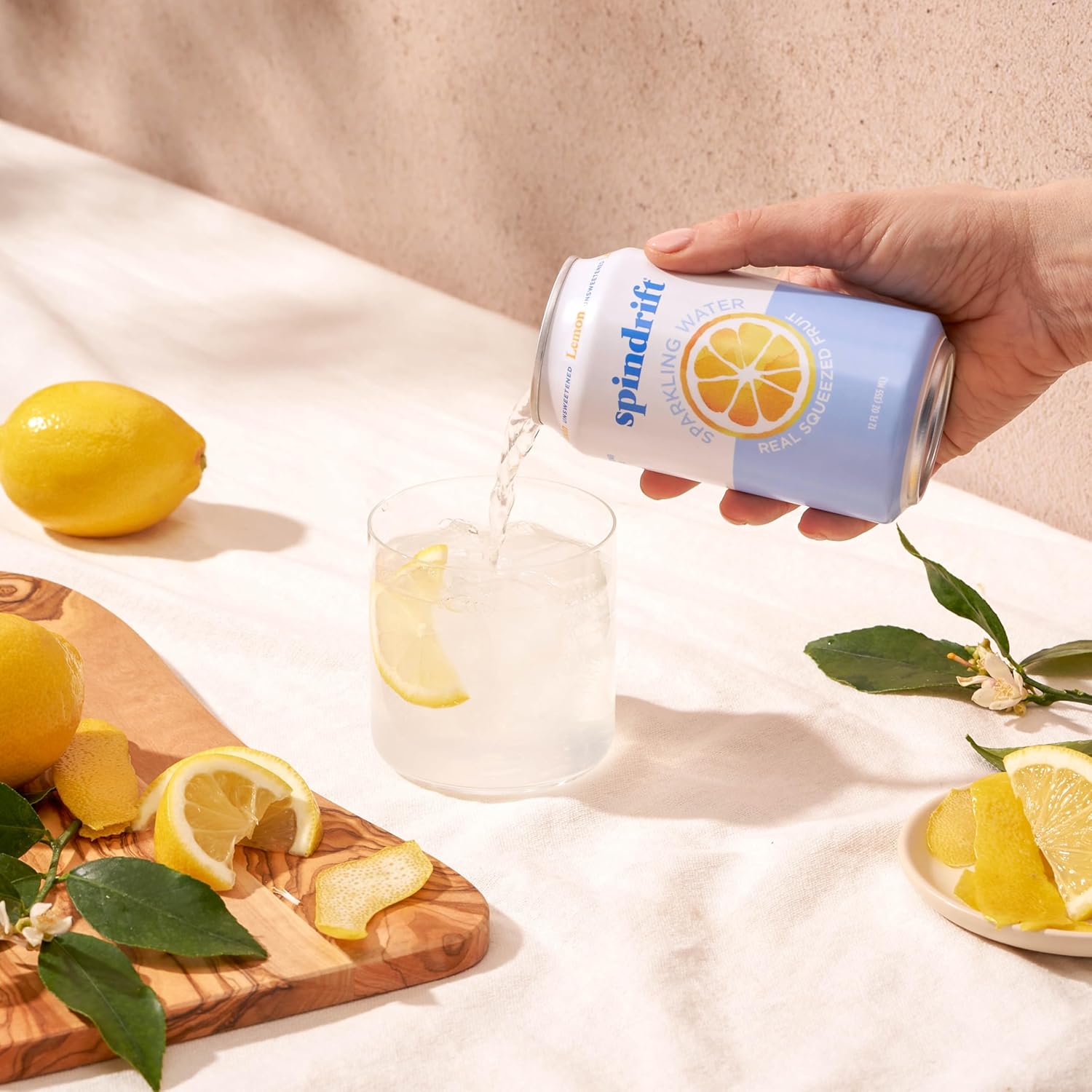 Spindrift Sparkling Water, Lemon Flavored, Made with Real Squeezed Fruit, 12