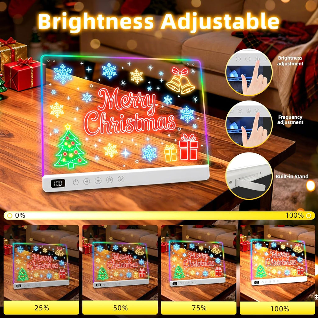 Led Drawing Board with 13 Light Effects, 16" Rechargeable Glow Doodle LED