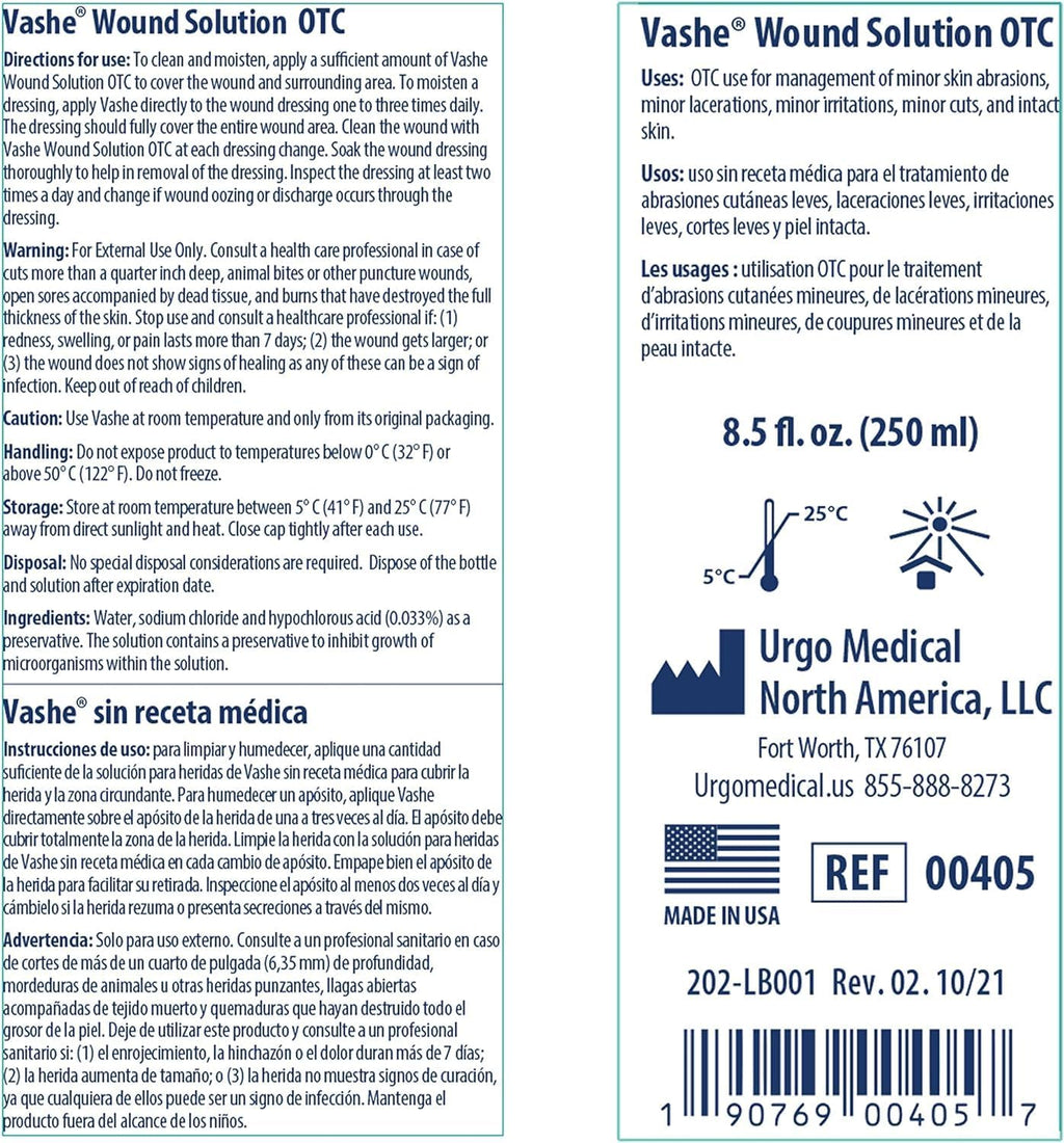 Vashe Wound Solution OTC Pure Hypochlorous Acid-Preserved Wound Cleanser
