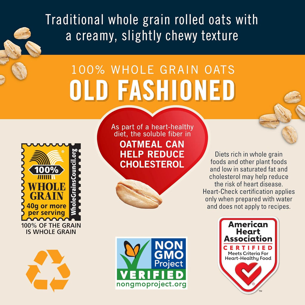Quaker Old Fashioned Rolled Oats, Non GMO Project Verified, Two 64oz Bags in