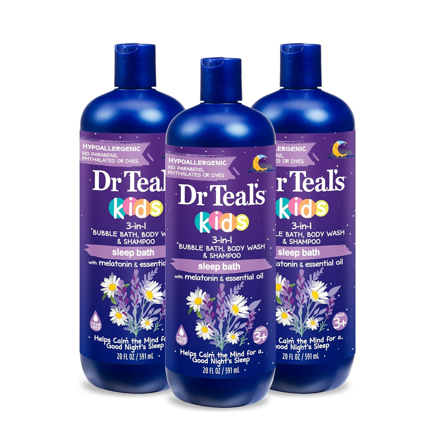Dr Teal's Kids 3-in-1 Sleep Bath: Bubble Bath, Body Wash & Shampoo with