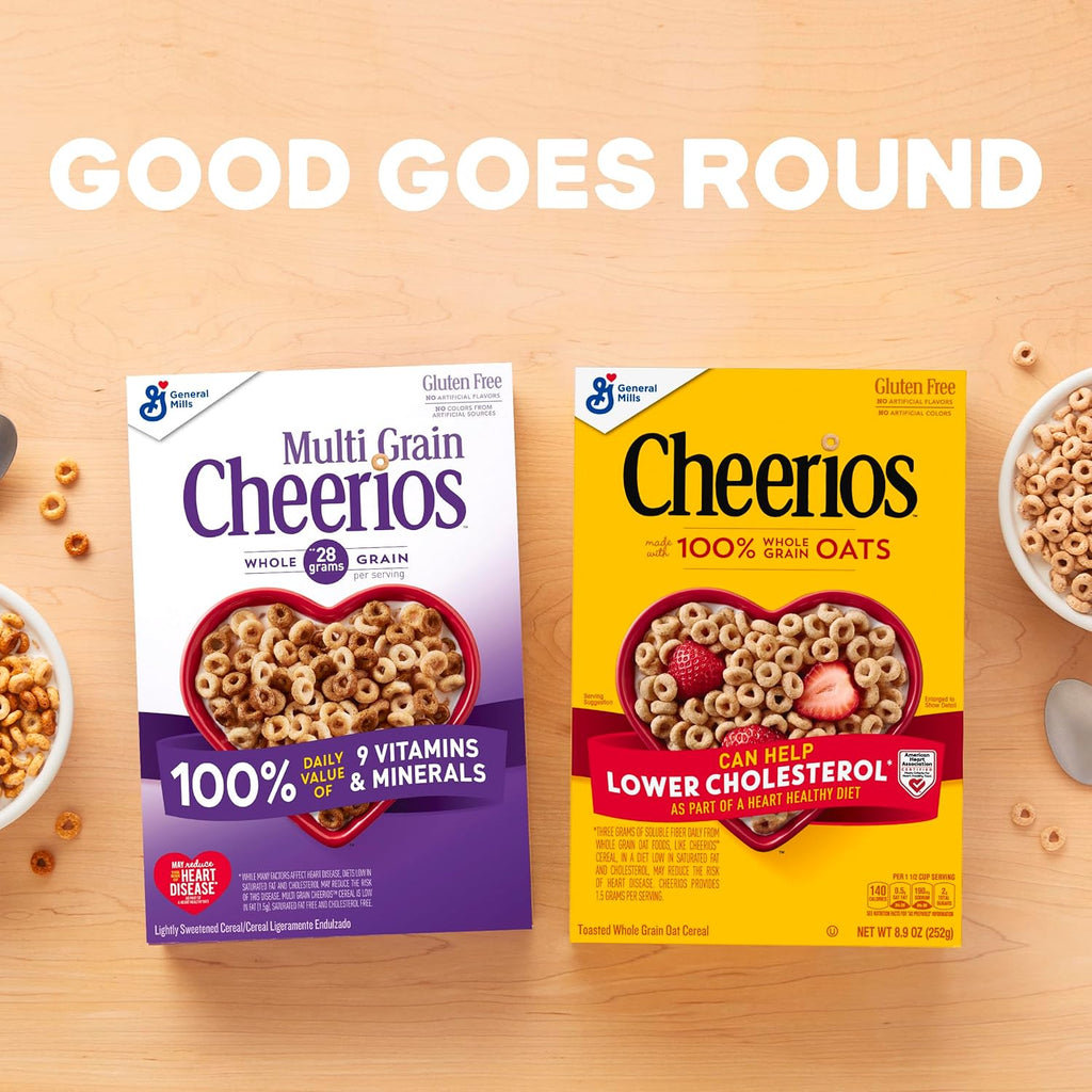 Multi Grain Cheerios, Heart Healthy Breakfast Cereal, Gluten Free, Family
