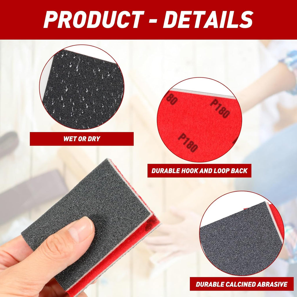 24 Pcs Sanding Sponge 80-3000 Grit Sandpaper Assortment, Washable & Reusable
