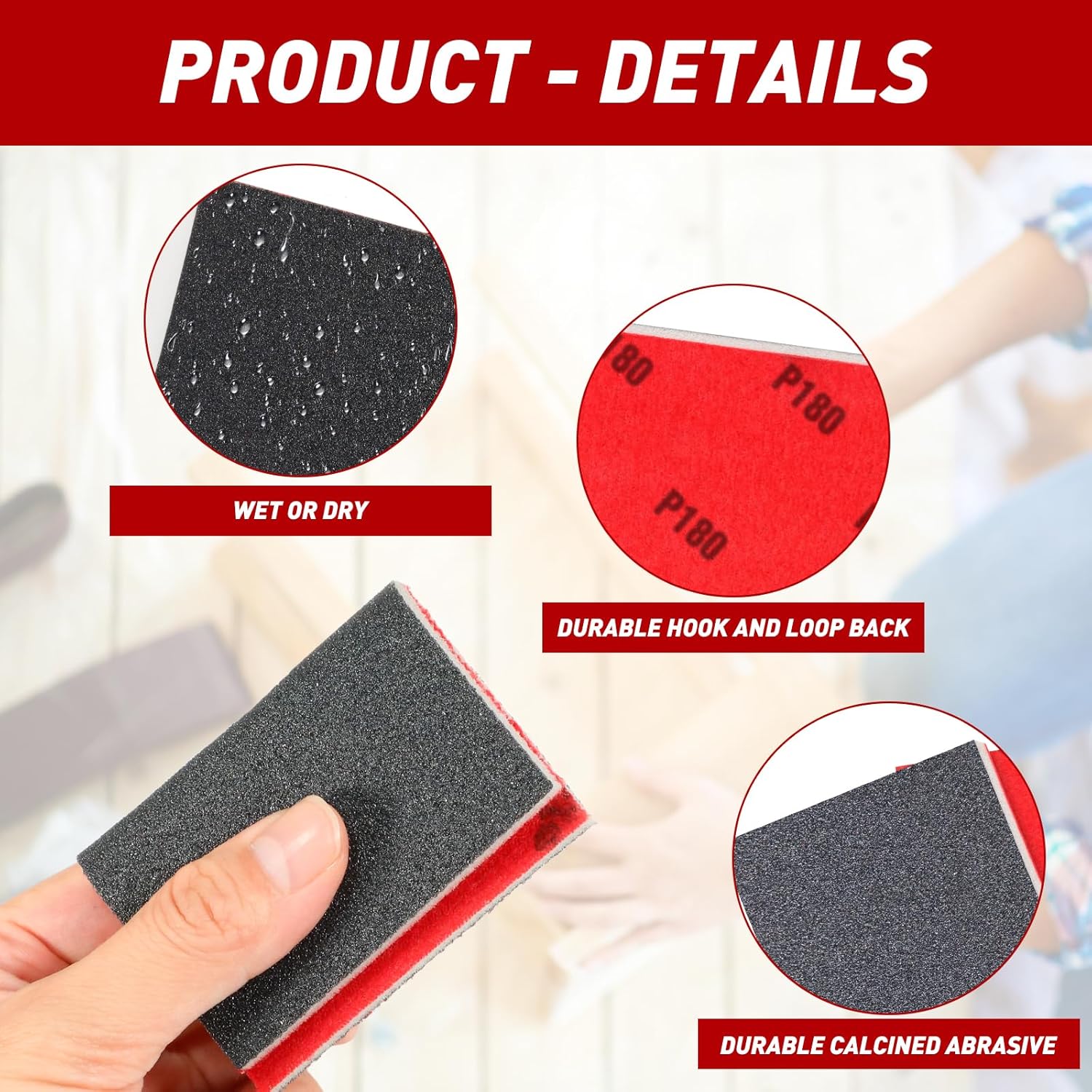 24 Pcs Sanding Sponge 80-3000 Grit Sandpaper Assortment, Washable & Reusable