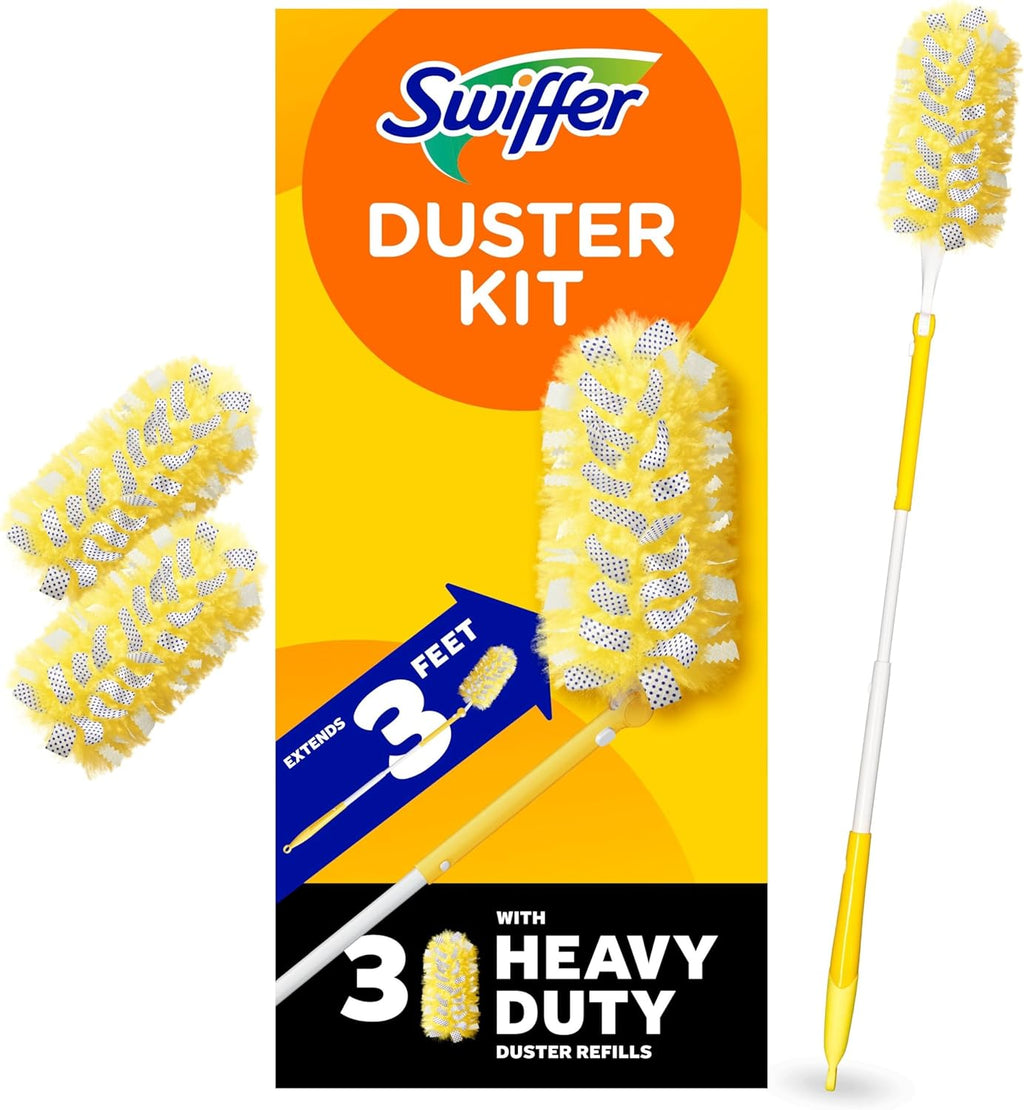 Swiffer Duster Kit with 3 ft Extendable Handle, Heavy Duty Dusting Starter