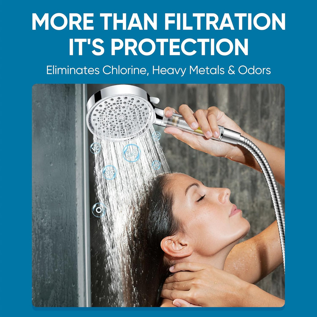 Cobbe Filtered Shower Head with Handheld, High Pressure 6 Spray Mode