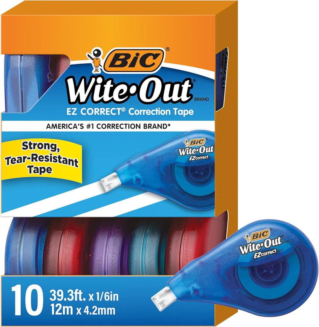 BIC Wite-Out EZ Correct Tear-Resistant Correction Tape with 39.3 ft of Tape