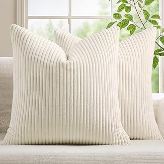 MIULEE Pack of 2 Corduroy Decorative Throw Pillow Covers 18x18 Inch Soft Boho
