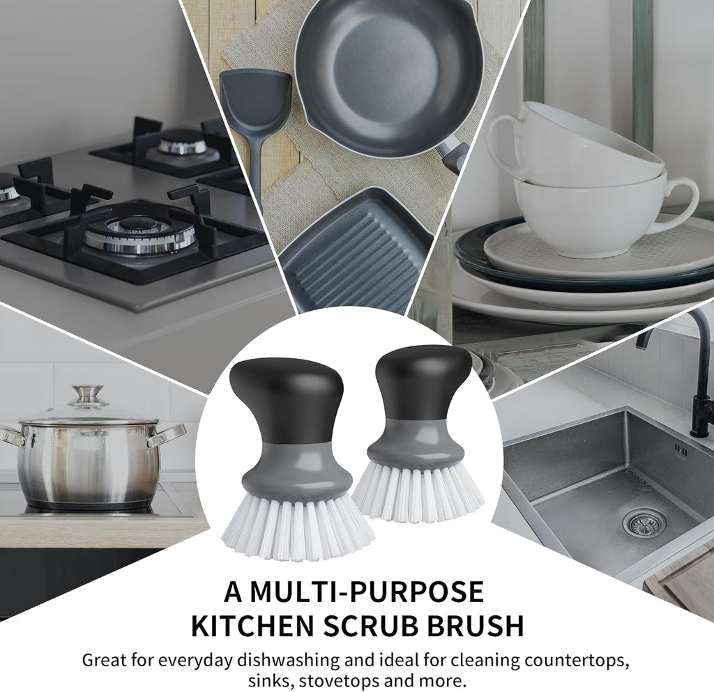 MR.SIGA Dish Scrub Brush, Palm Brush Dish Scrubber with Ergonomic Grip