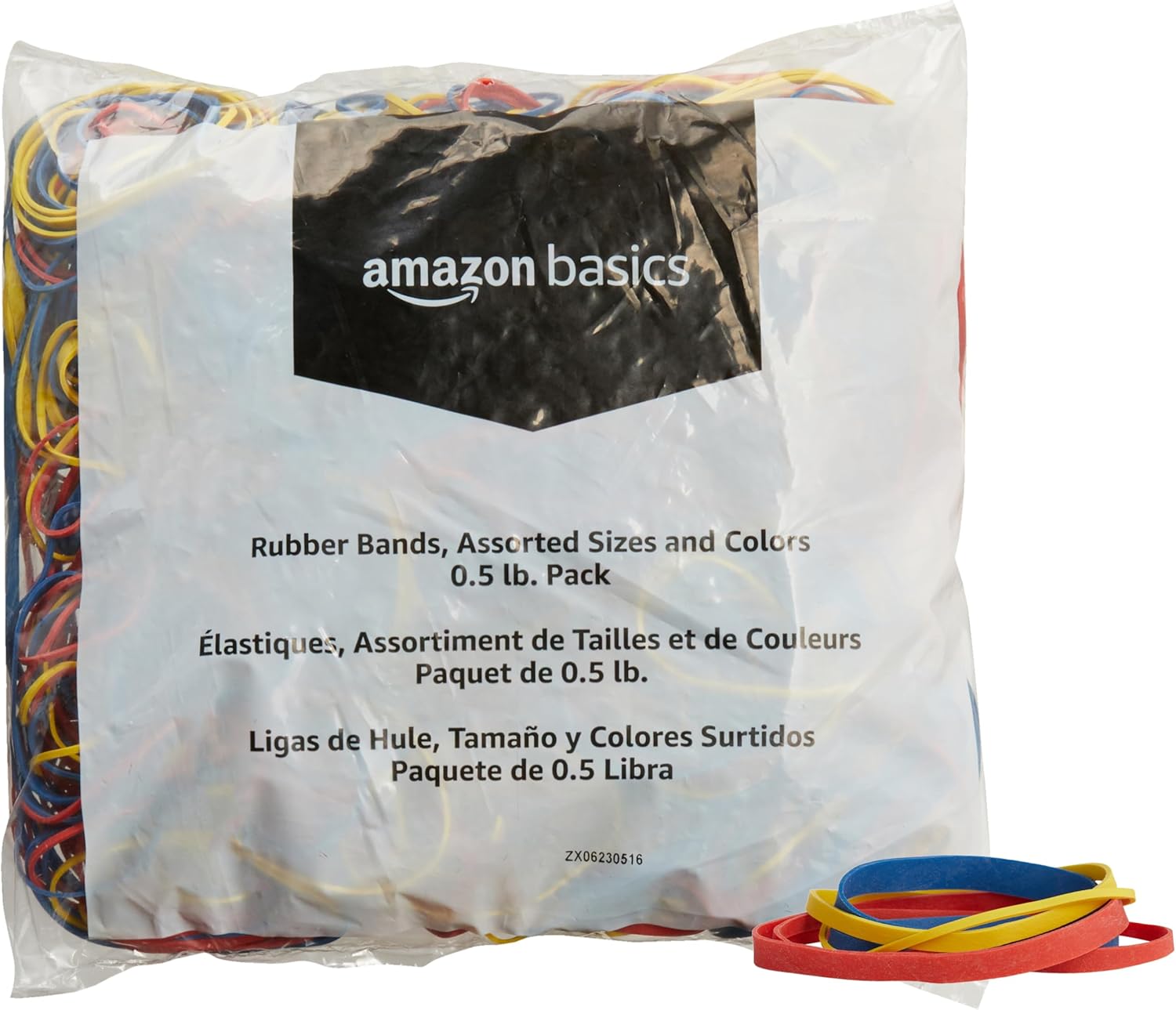 Amazon Basics Assorted Size and Color Rubber Bands, Strong Elastic Stretch