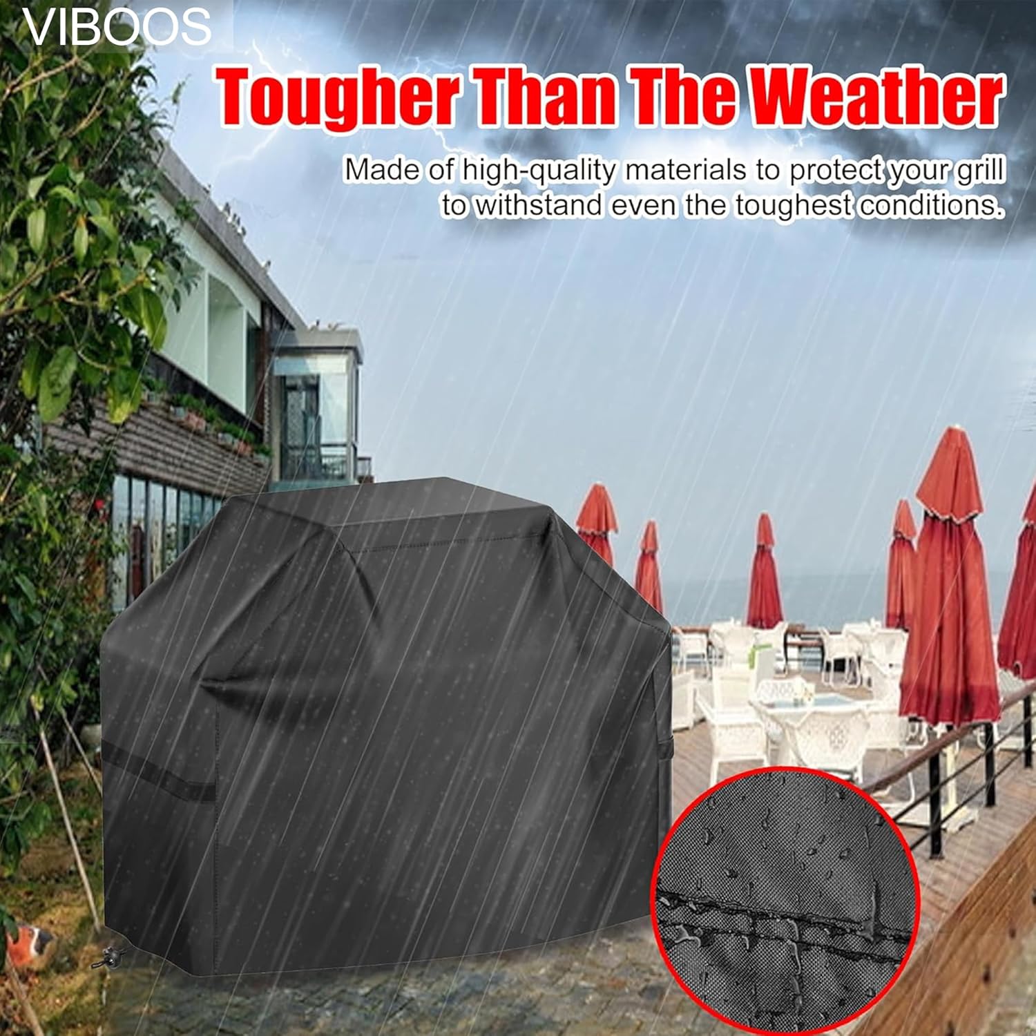 Grill Cover, 58 inch BBQ Gas Grill Cover for Outdoor Grill, Waterproof