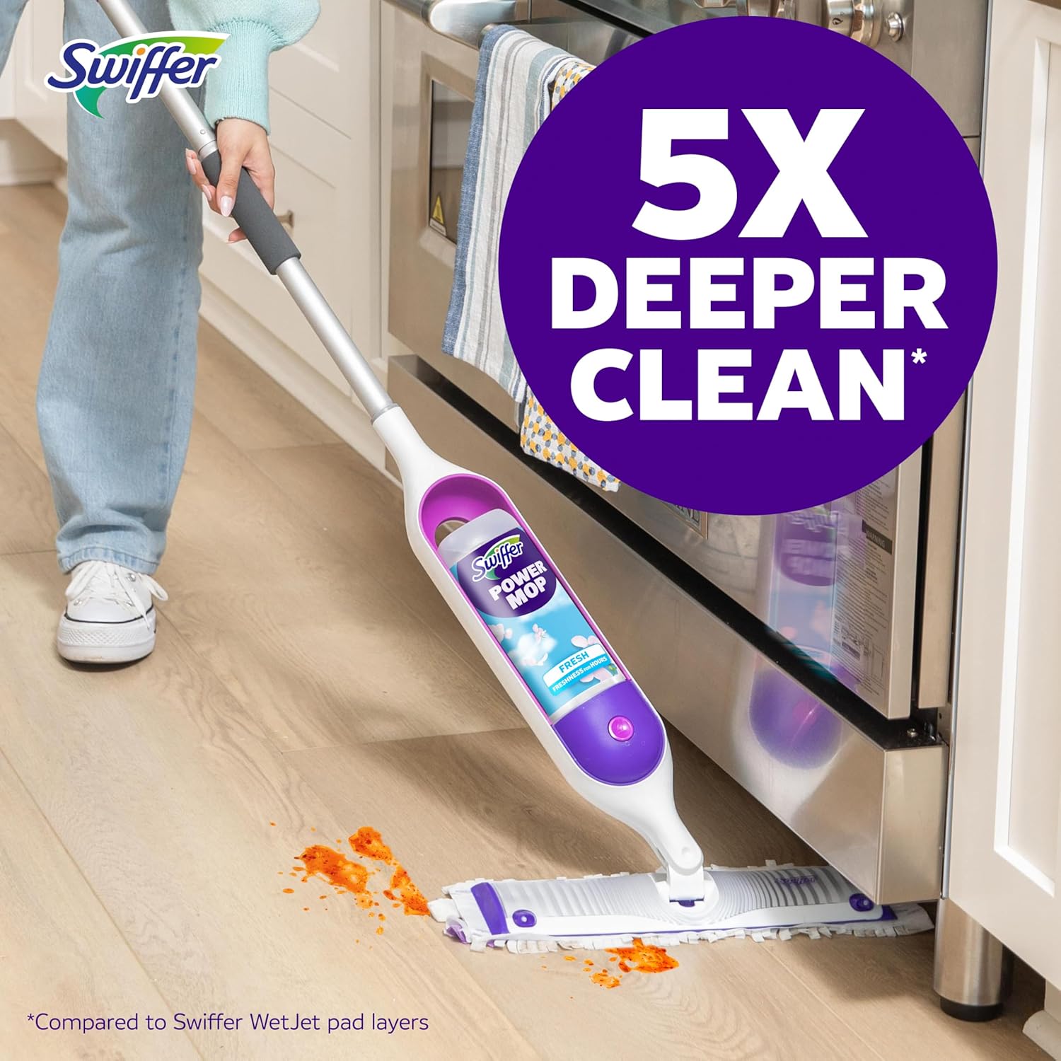 Swiffer PowerMop Multi-Surface Mop Kit for Floor Cleaning, Fresh Scent