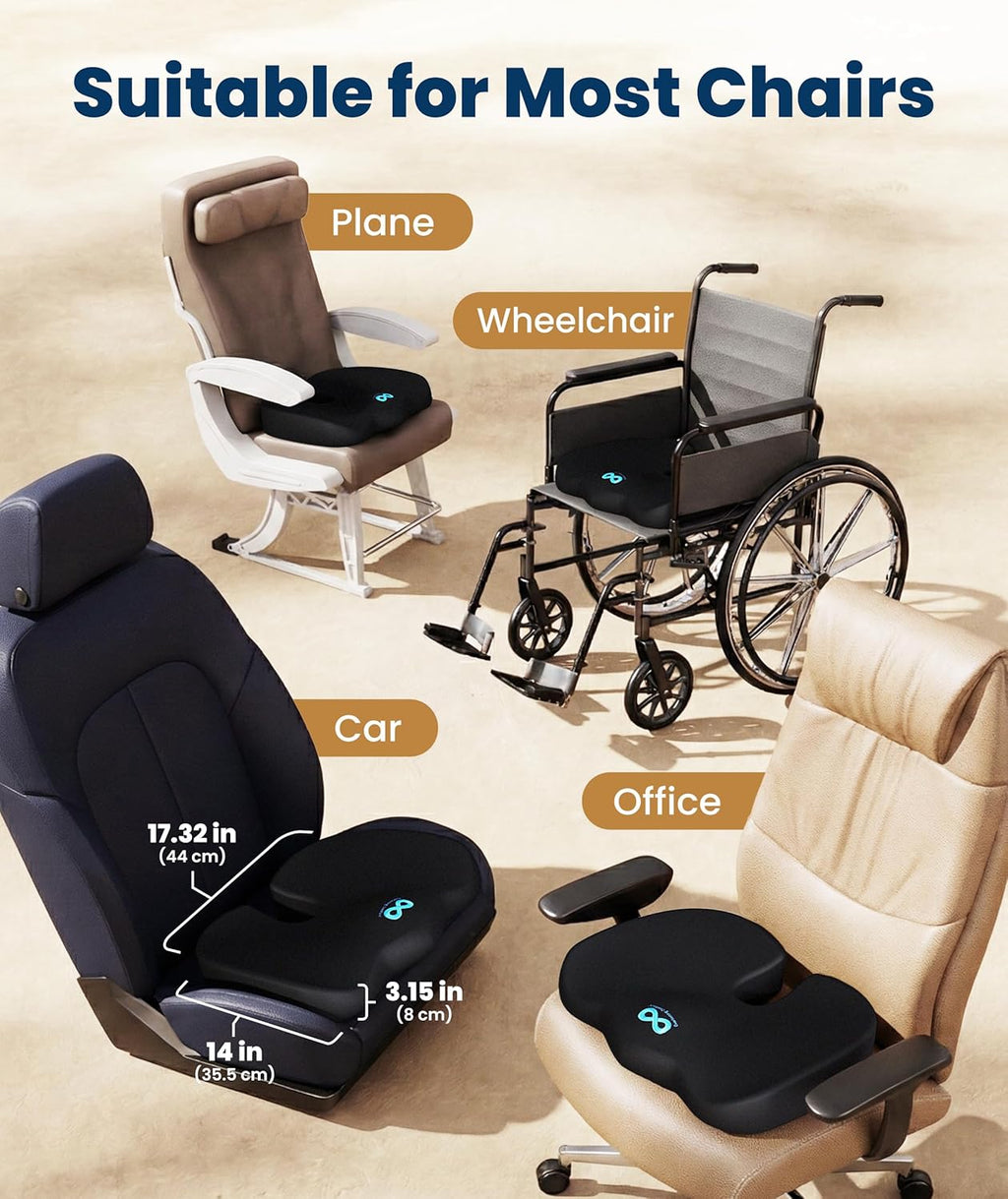 Everlasting Comfort Doctor Recommended Memory Foam Seat Cushion for Office