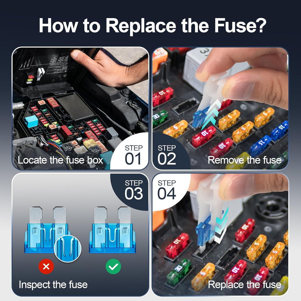 JOREST 300Pcs Car Fuse Assortment Kit, 160 Mini Blade Fuses Automotive + 90