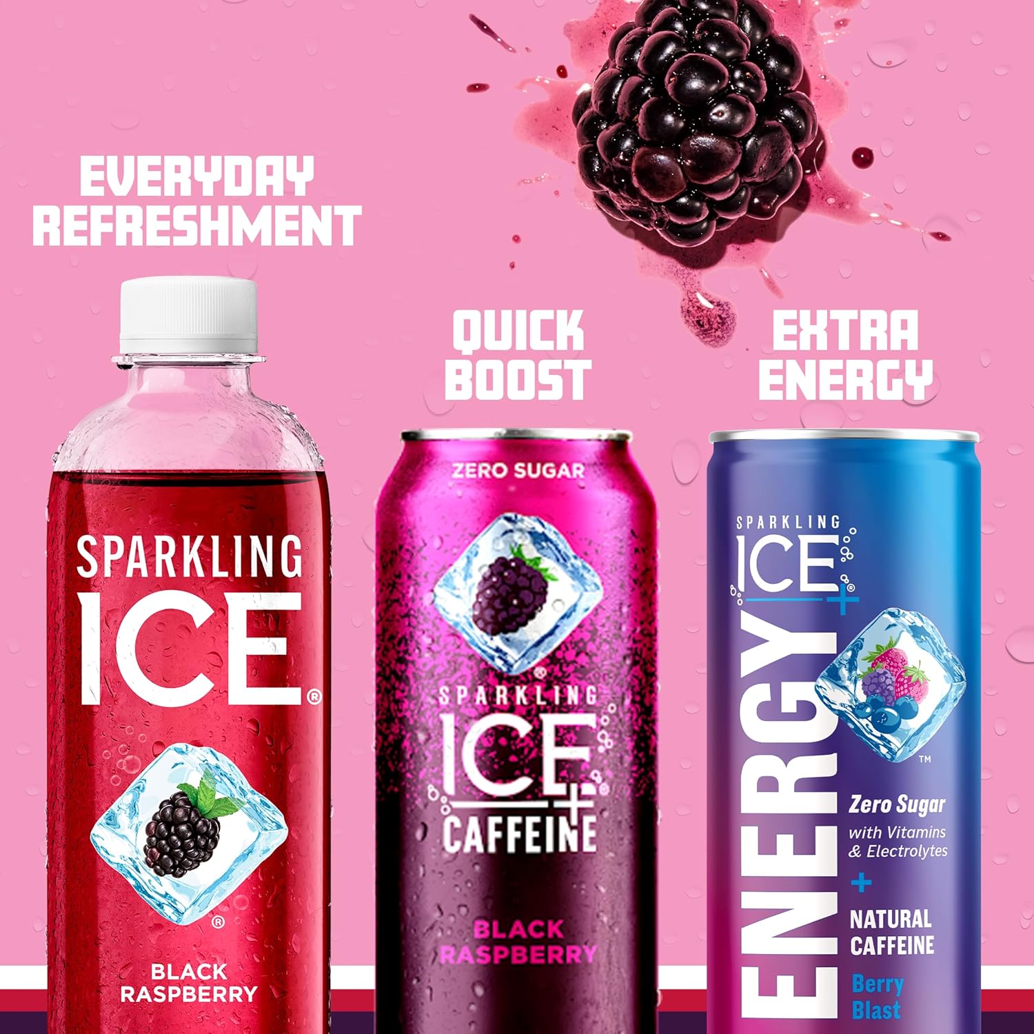 Sparkling Ice, Black Raspberry Sparkling Water, Zero Sugar Flavored Water