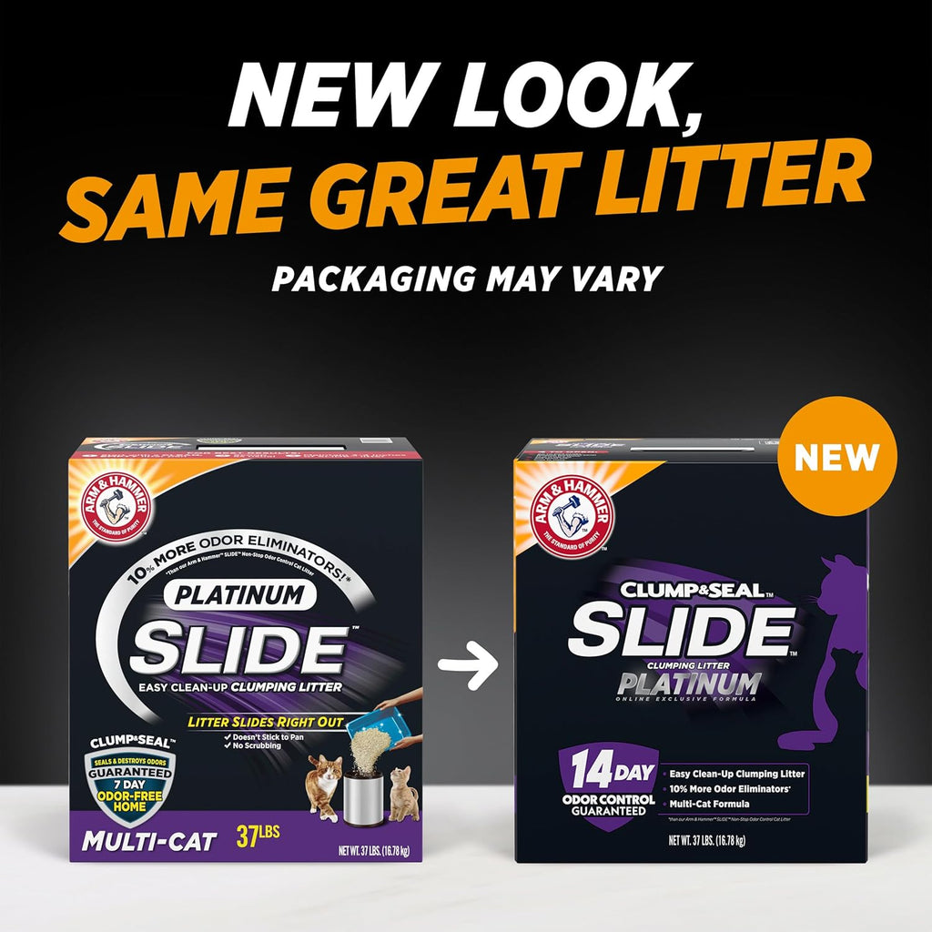 ARM & HAMMER Clump & Seal SLIDE Platinum Multi-Cat Clumping Cat Litter, Easy