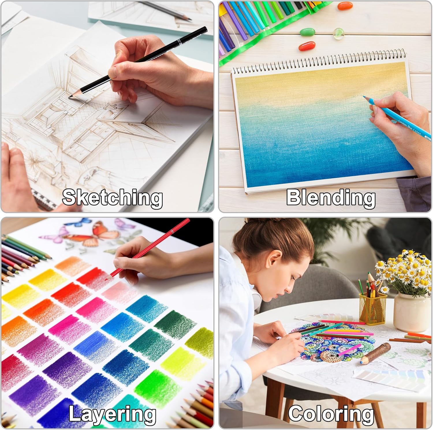 KALOUR 72 Count Colored Pencils for Adult Coloring Books, Soft Core,Ideal for