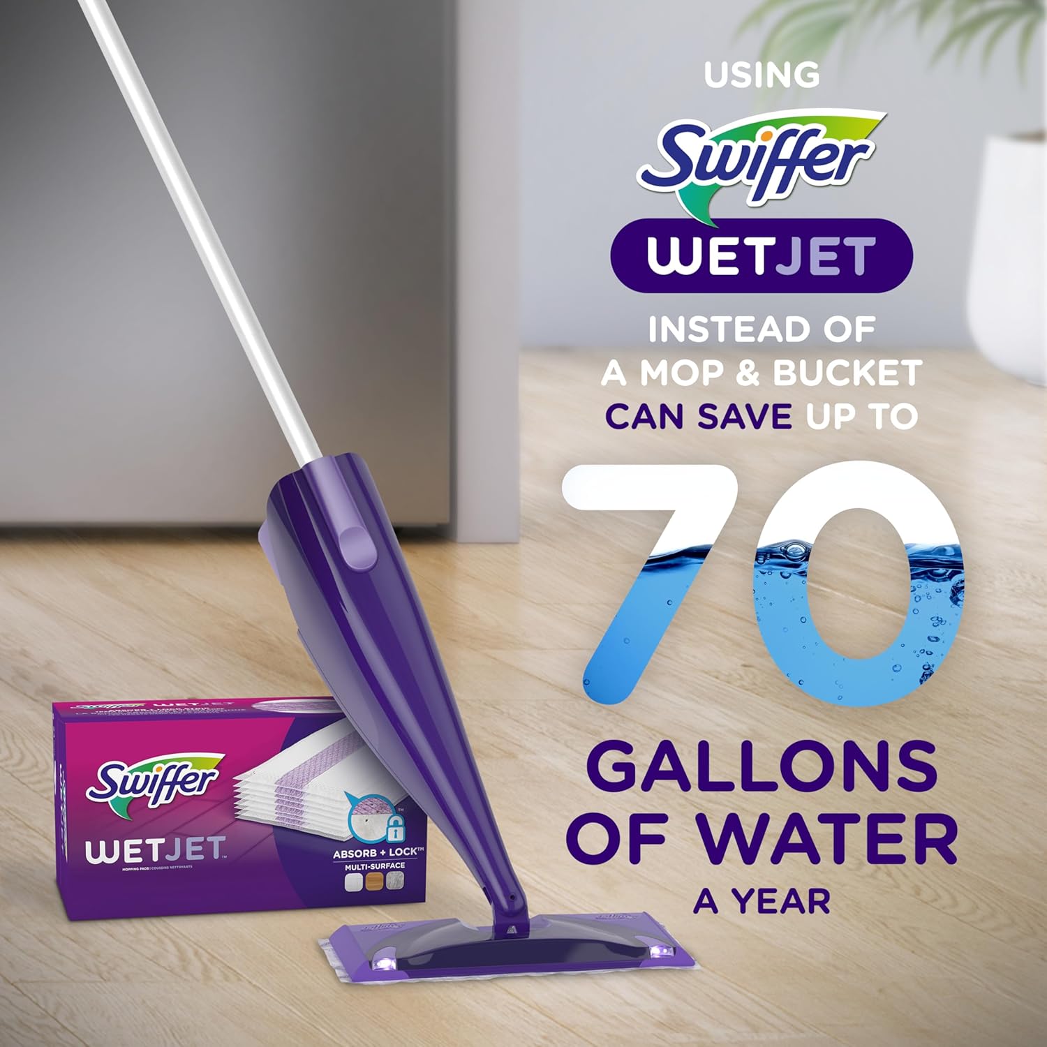 Swiffer WetJet Hardwood Floor Cleaner Spray Mop Pad Refill, Bathroom Cleaning