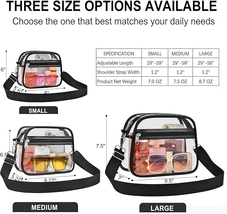 Clear Bag for Stadium Events Clear Sports Fan Handbags Purses with Adjustbale