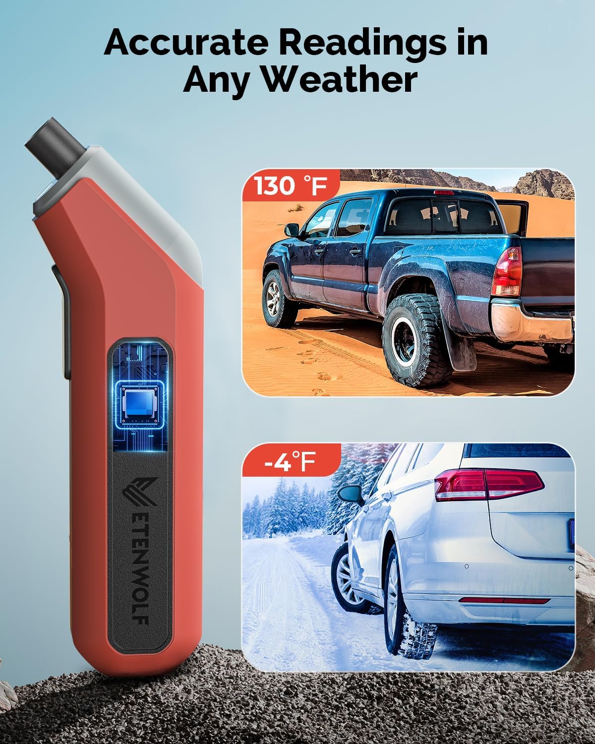 ETENWOLF T300 Digital Tire Pressure Gauge 3-200 PSI, Industrial Tire Gauge
