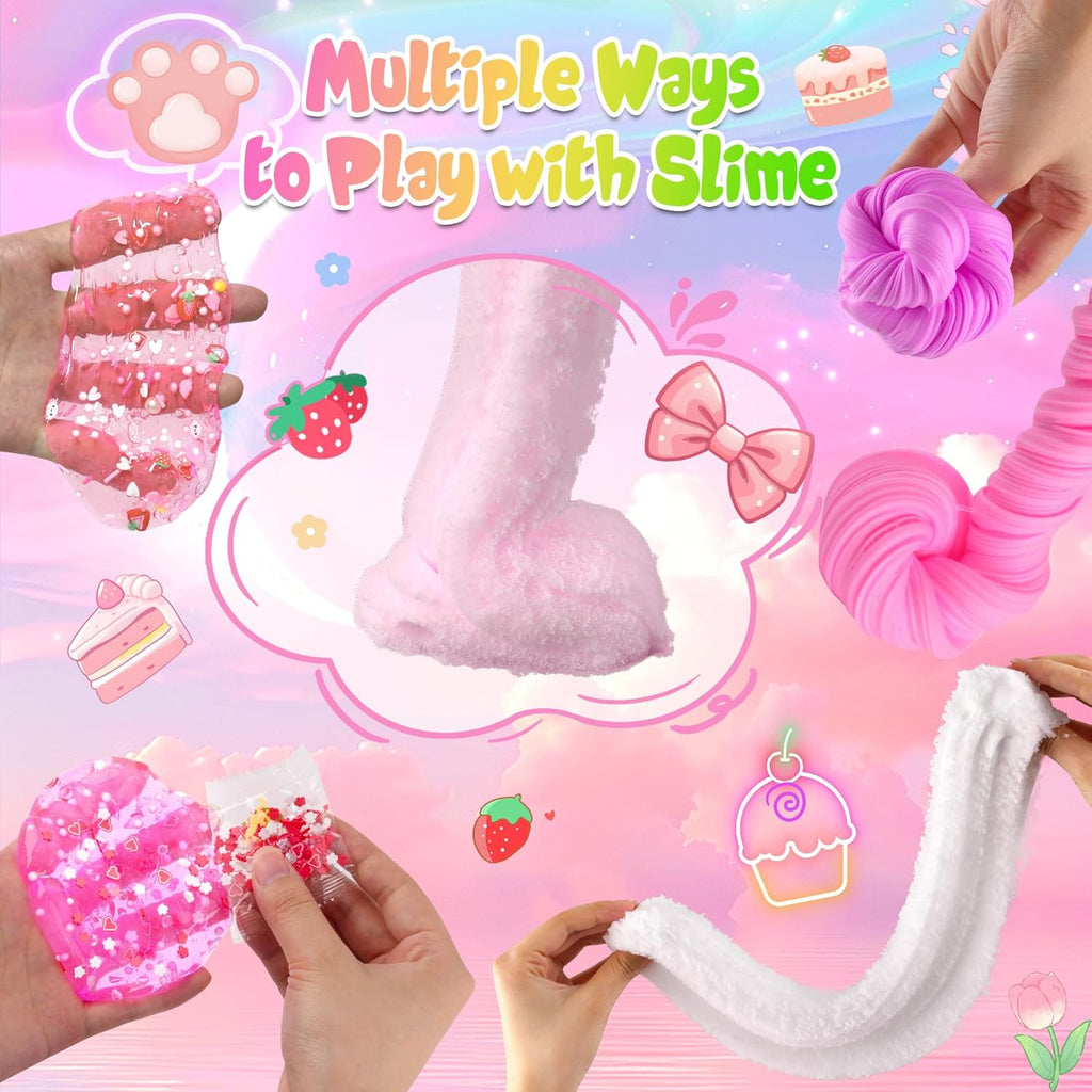 6 Pack Slimes, Pink Slime Kids, Cloud Slime kit for Girls Ages 8-12, Toys for