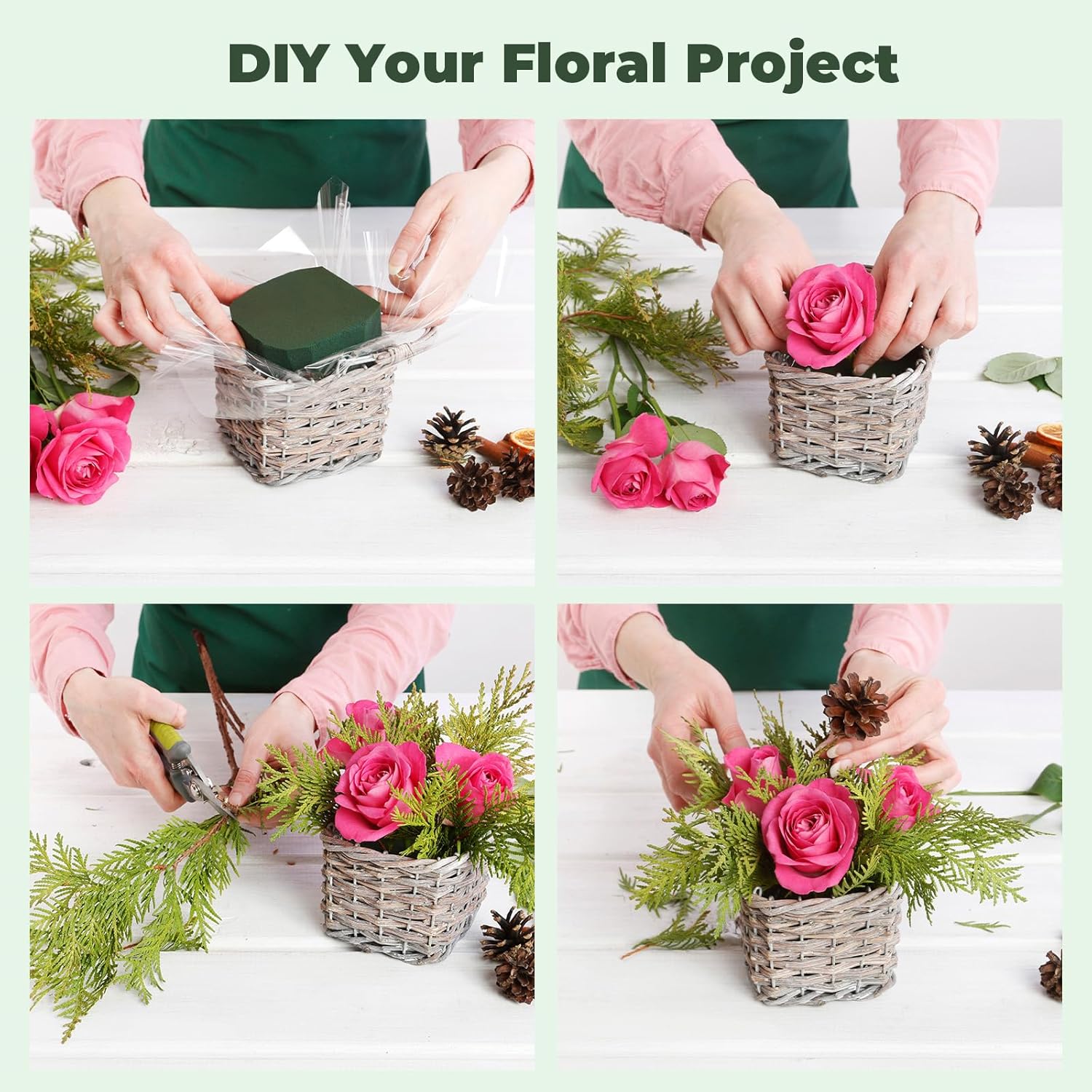 Upgraded 6 Pack Floral Flower Foam Blocks, Green Plant Foam for Flower
