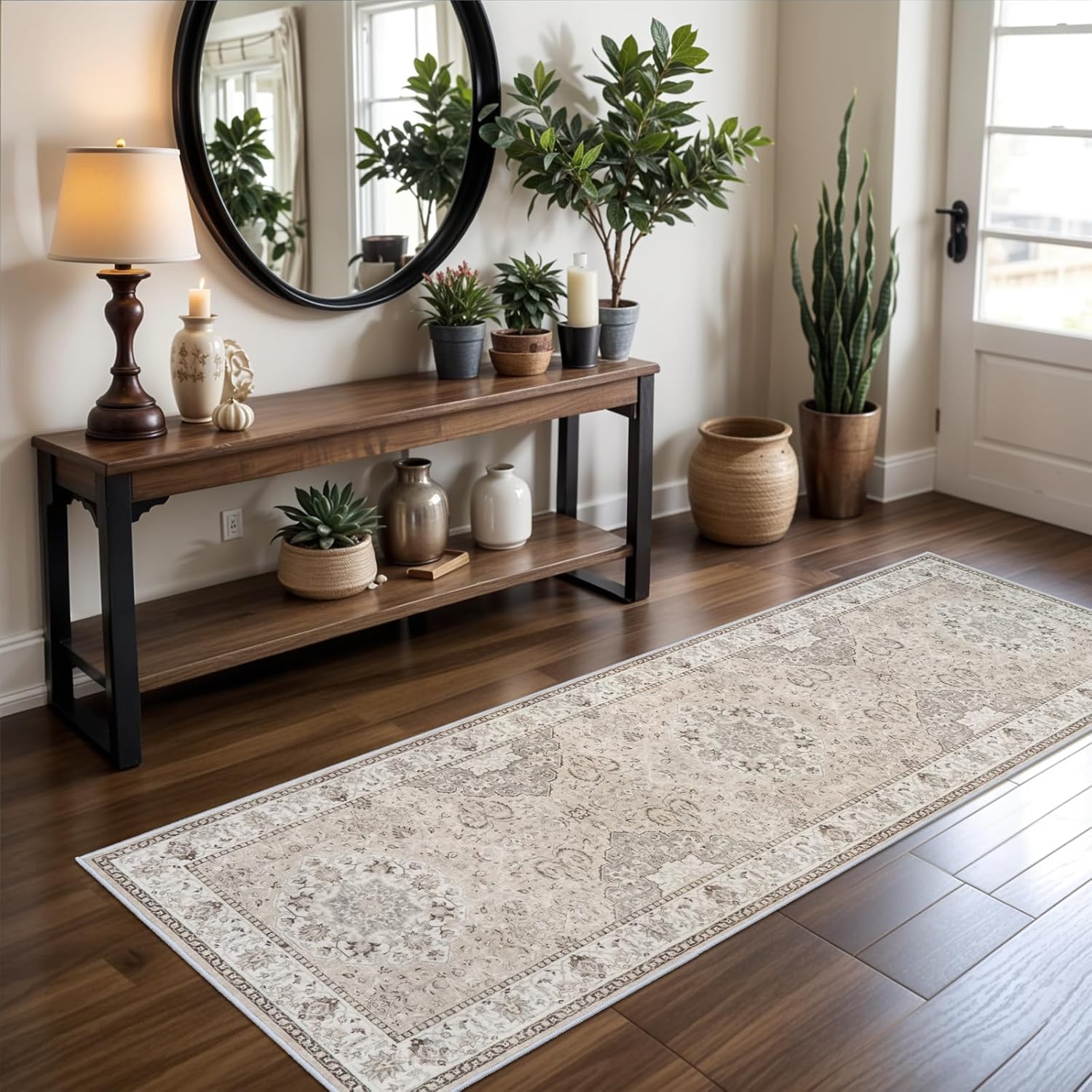 2x6 Hallway Washable Runner Rug : Vintage Soft Kitchen Laundry Runner with