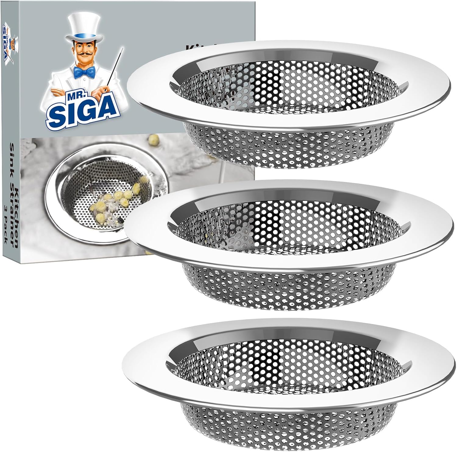 MR.SIGA Kitchen Sink Strainer, Stainless Steel Sink Drain Strainer